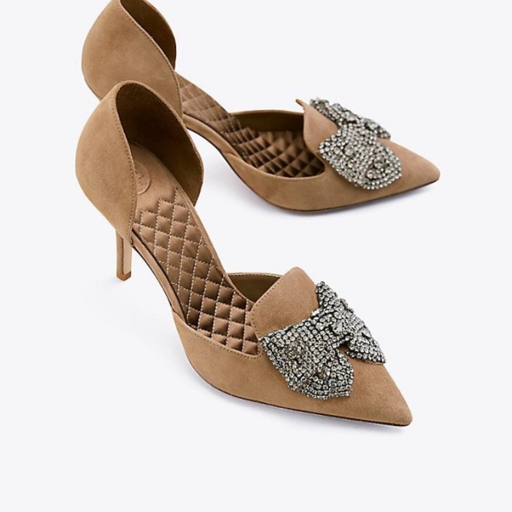 RARE Tory Burch Esme Tan DāOrsays pumps, black diamond